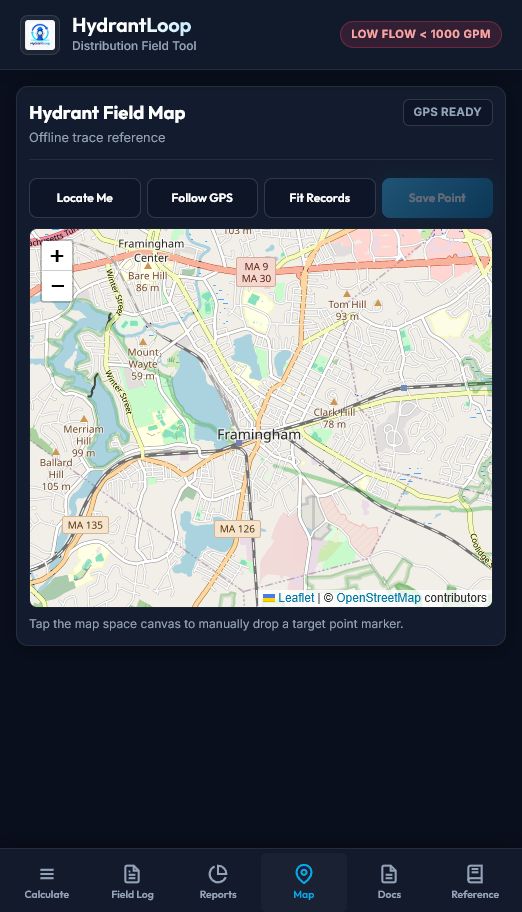HydrantLoop map screen